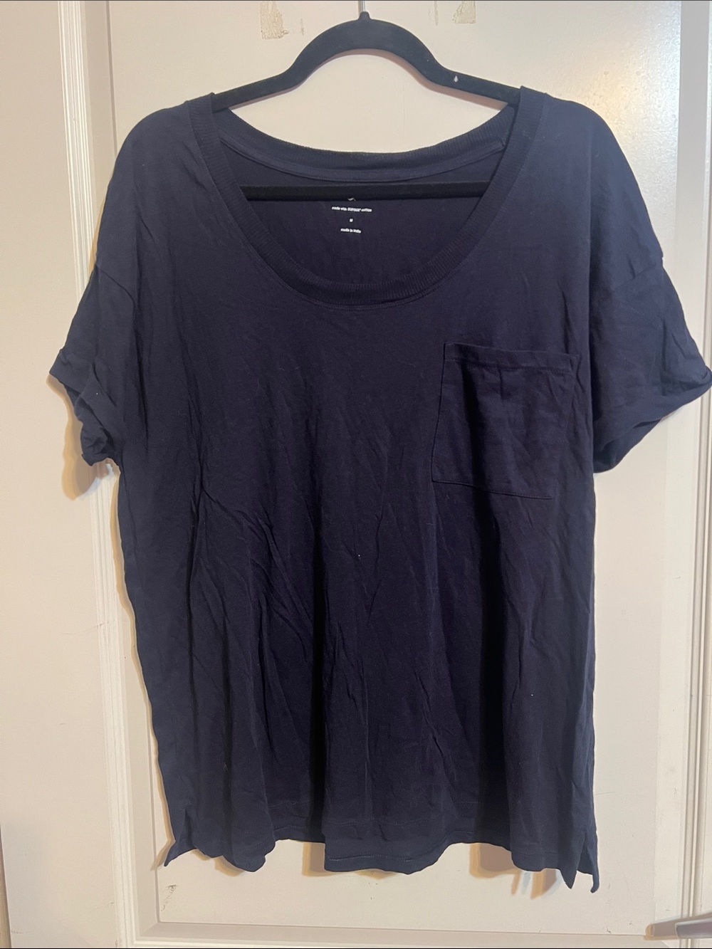 Lou & Grey Navy Scoop Neck Pocket Tee - Short Sleeve